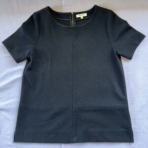 Madewell Ribbed Bistro Short Sleeve Top Black Exposed Zipper Size M Medium